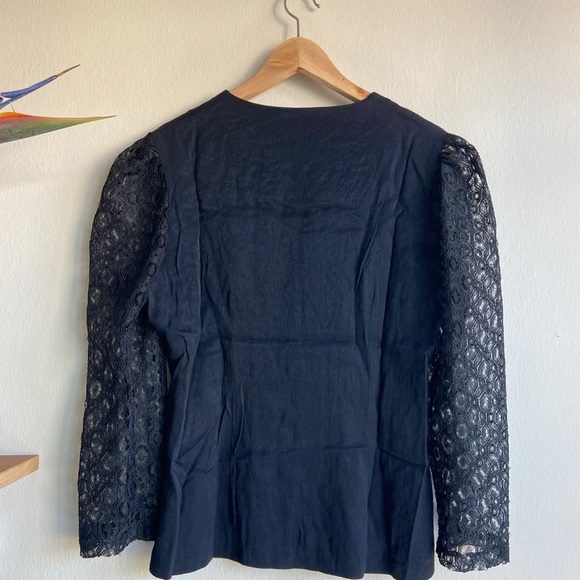 Vintage Sen Shi Black Lace Gold Rose Button Blouse - Picture 5 of 5